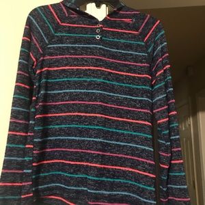 Girls multi color sweater with hood size 10